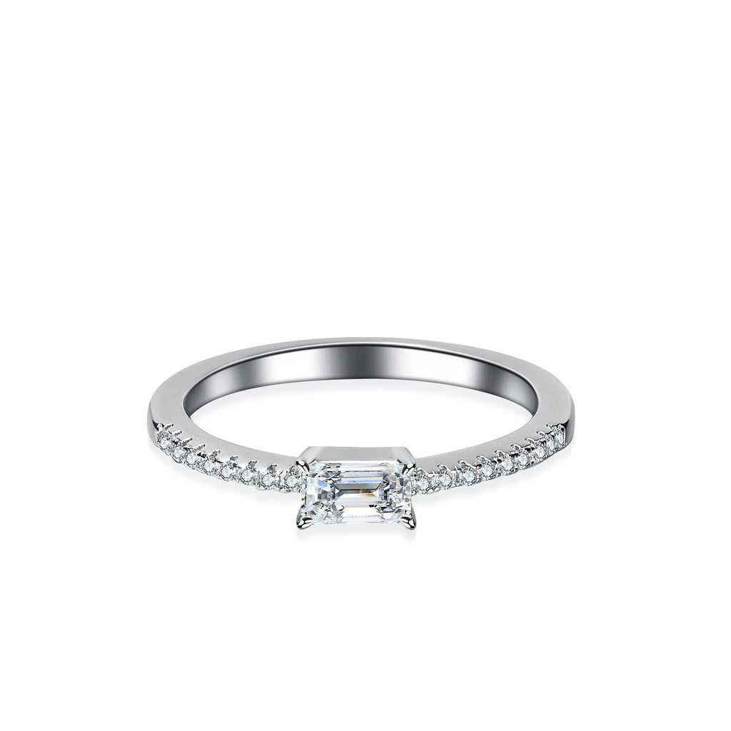 Minimalist emerald cut ring