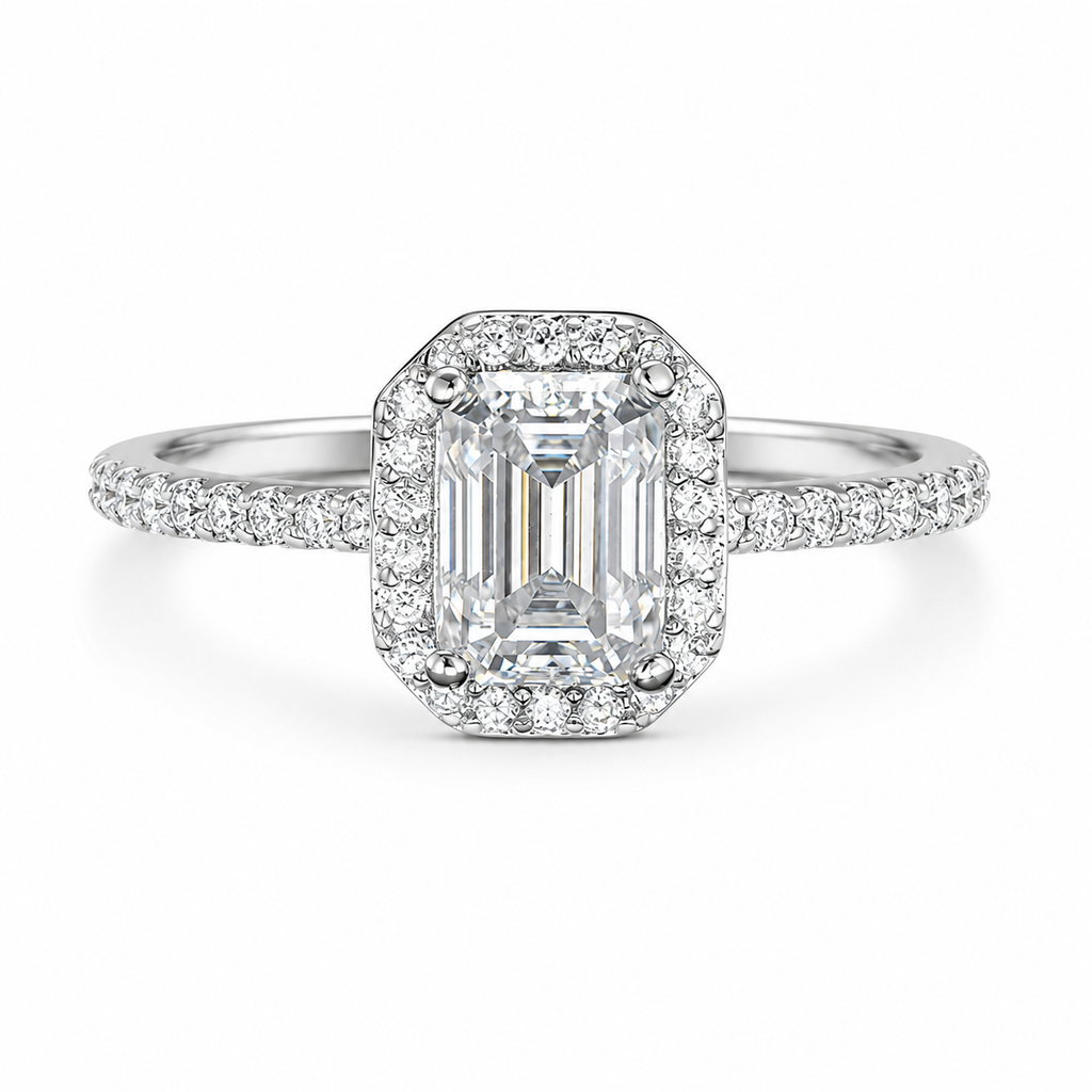 Quadra emerald cut ring