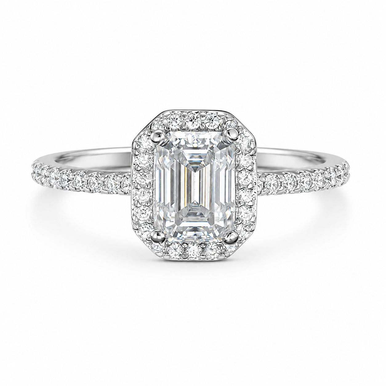 Quadra emerald cut ring