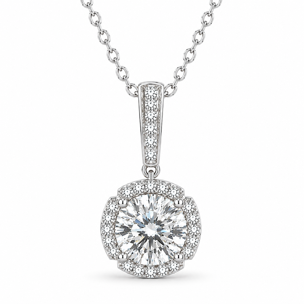Étoile halo diamond necklace