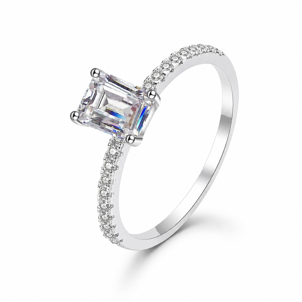 Pavé Emerald Cut Ring