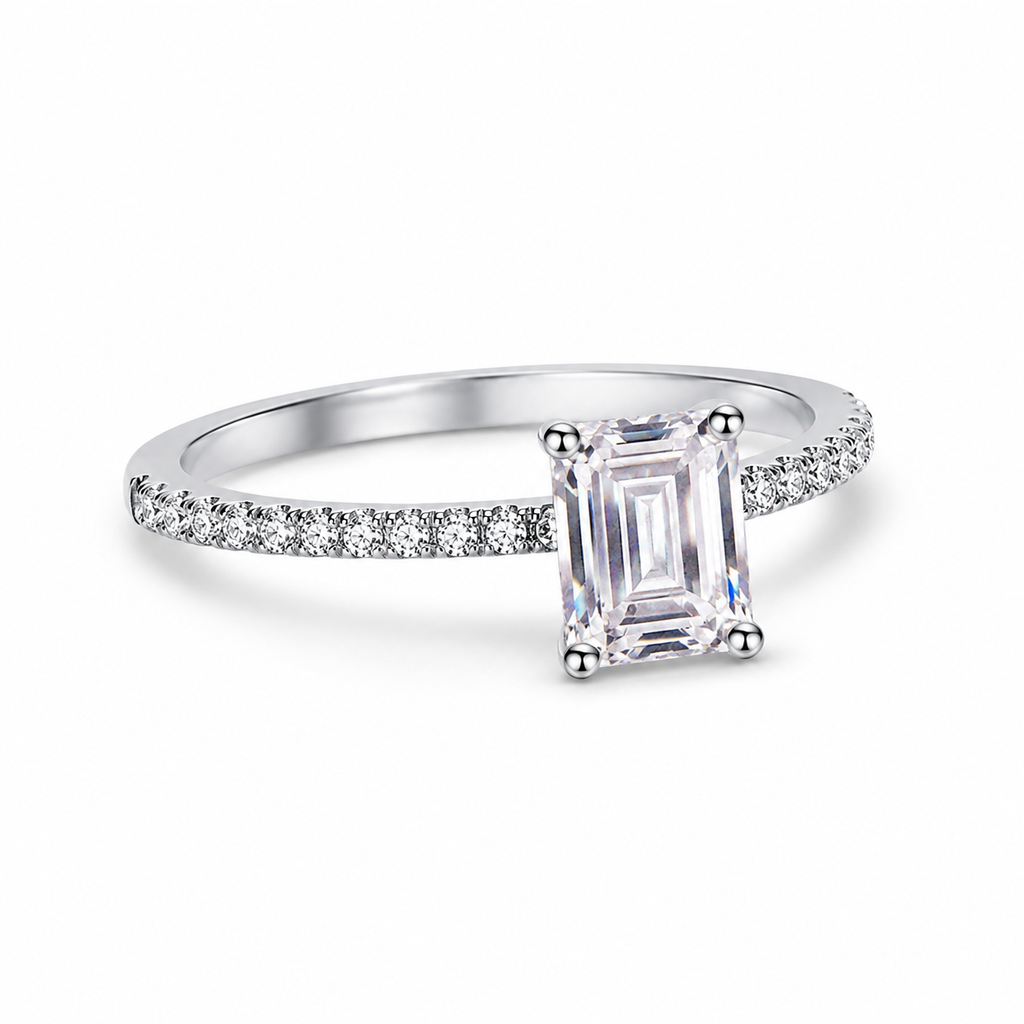 Pavé Emerald Cut Ring