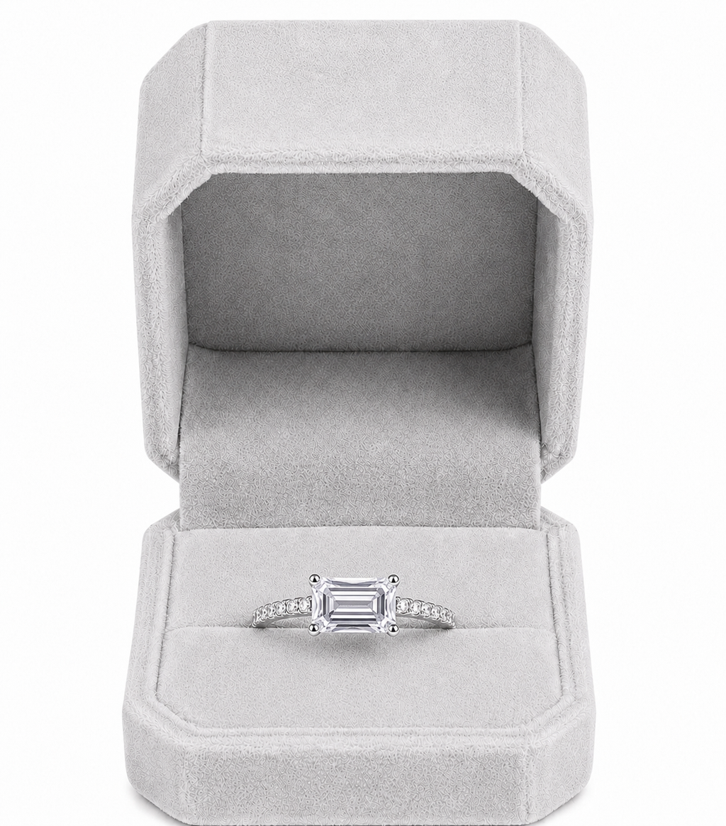 Minimalist emerald cut ring